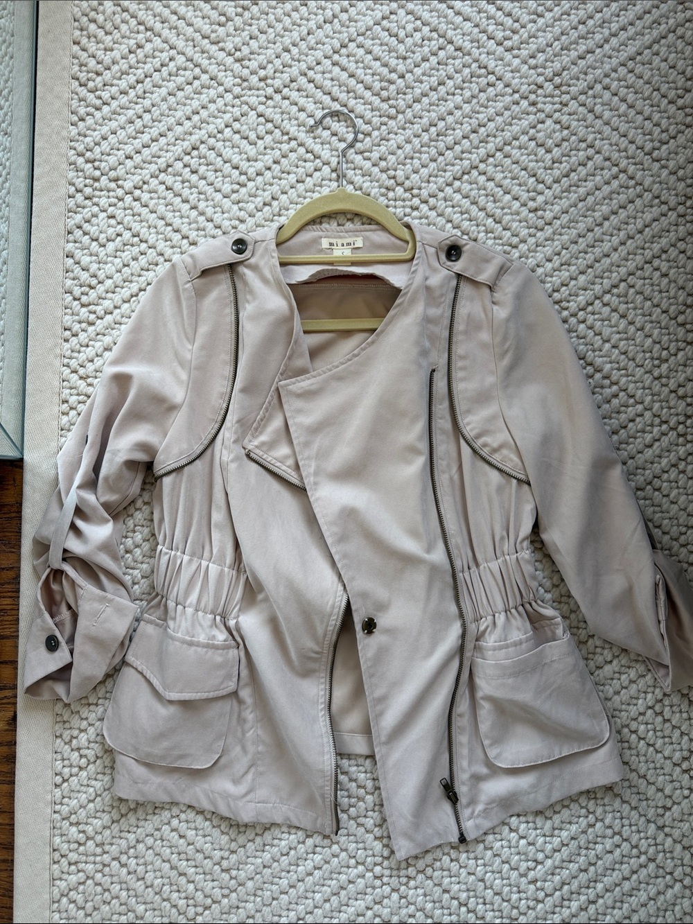 miami Light Beige Utility Jacket with Gathered Waist